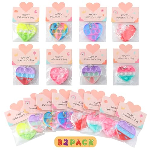 32 Pack Valentines Day Gifts for Kids - Valentines Cards with Mini Heart Pop Fidget Toys Bulk - Valentine Exchange for Girls Boys School Class Classroom Fidget Toys Party Favors | Amazon (US)