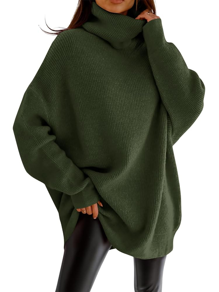imesrun Womens Turtleneck Oversized Sweater Batwing Chunky Pullover Sweater Casual Fall Loose Kni... | Amazon (US)