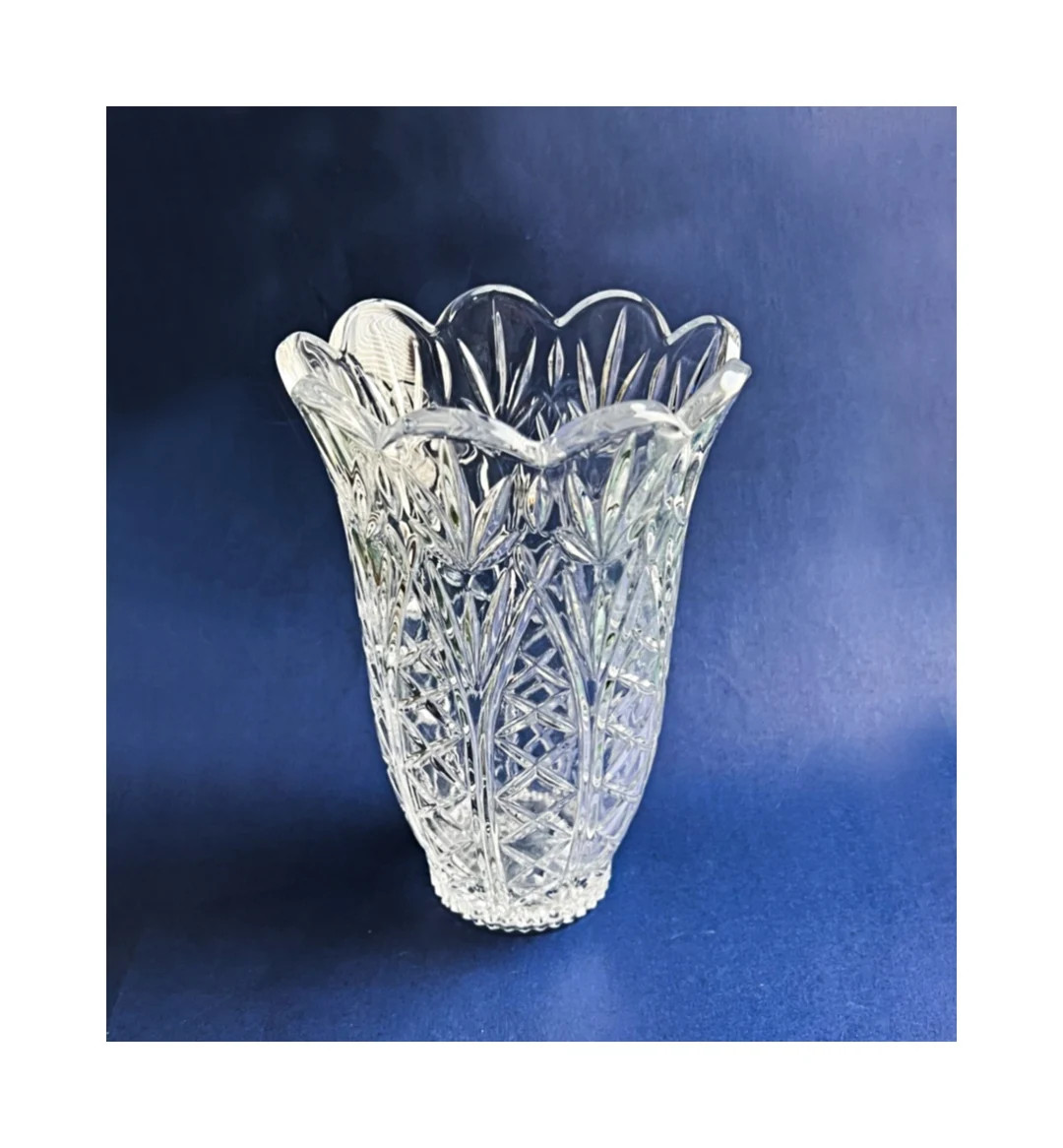 American Crystal Vase, Scalloped Topped Crystal Vase, 7 Inch Crystal Vase, Diamond Starburst Fan ... | Etsy (US)