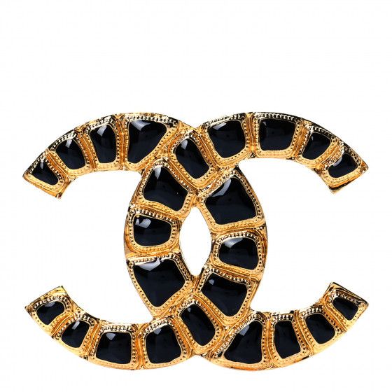CHANEL

Gripoix Poured Glass Along The Nile CC Brooch Black Gold | Fashionphile