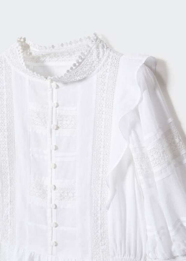 Puff sleeve embroidered dress -  Women | Mango USA | MANGO (US)