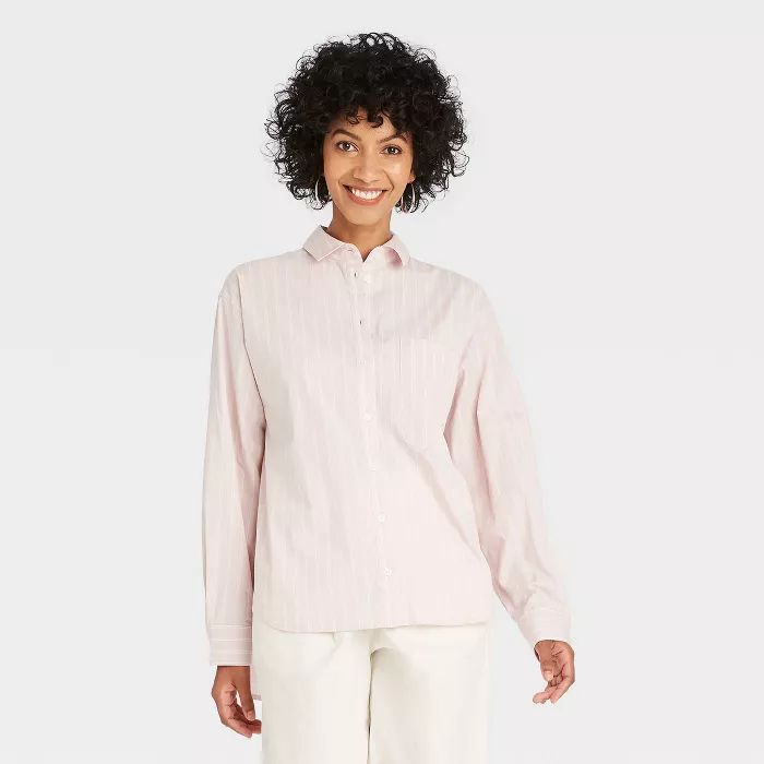 Women's Long Sleeve Button-Down Boyfriend Shirt - A New Day™ | Target