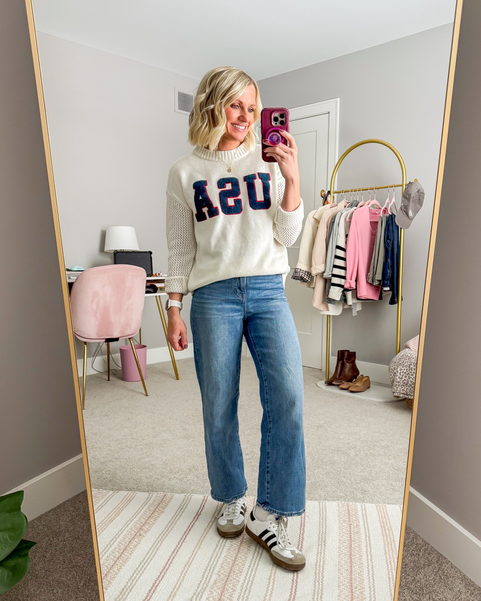What I wore today! 
USA sweater is out of stock. I linked some similar options! 
Jeans are old, I linked similar 

#LTKOver40 #LTKPetite #LTKootd