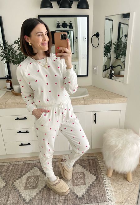 FASHION \ mini heart loungewear set - sweatshirt and joggers from Target! $20 each and wearing a small. Fits TTS.

Bathroom
Home decor 
Runner
Valentine’s Day 

#LTKfindsunder50 #LTKSeasonal #LTKhome