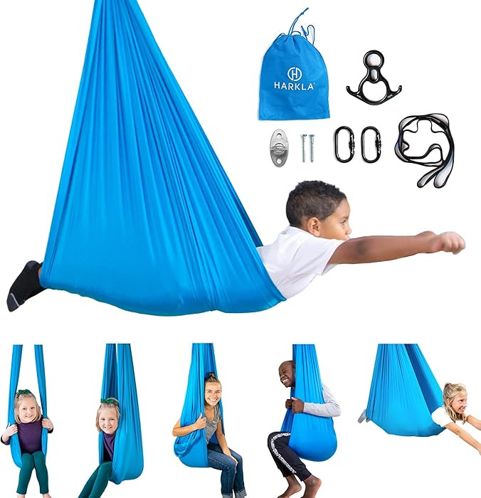 Harkla Sensory Swing for Kids & Adults - Holds 300lbs, Indoor Outdoor Sensory Swing for Hug Like ... | Amazon (US)