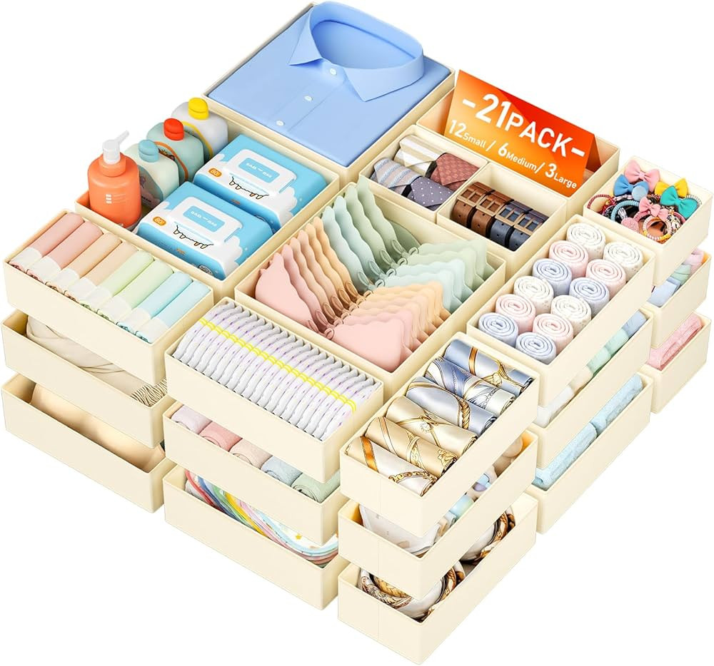 DIMJ 21 x Clothes Storage Drawer Organiser for Drawers, Clothes, Foldable, for Bras, Socks, Panti... | Amazon (FR)