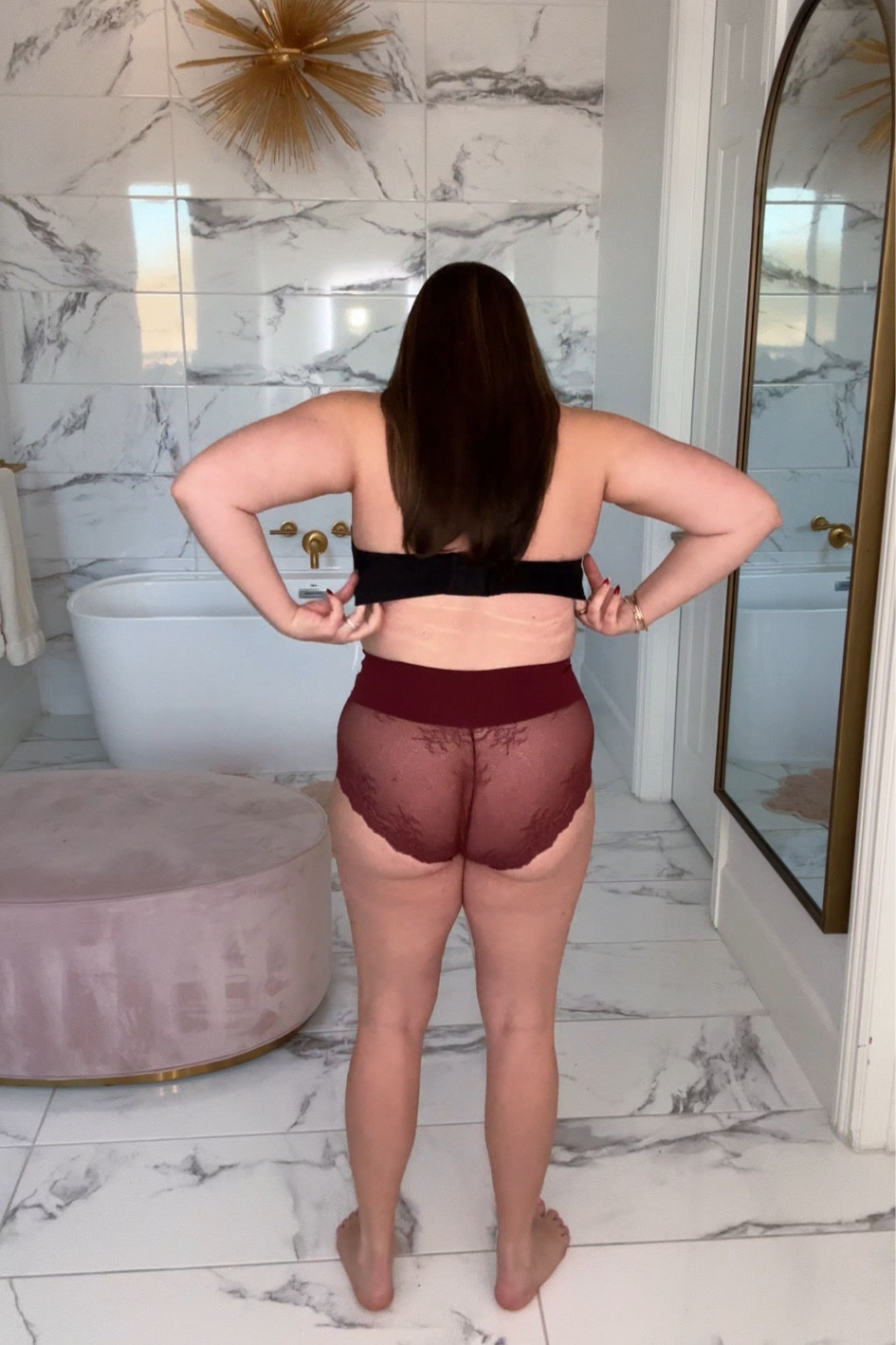 strapless bra and lace panties that suck you in! i wear the size xl 

#LTKMidsize #LTKFindsUnder50