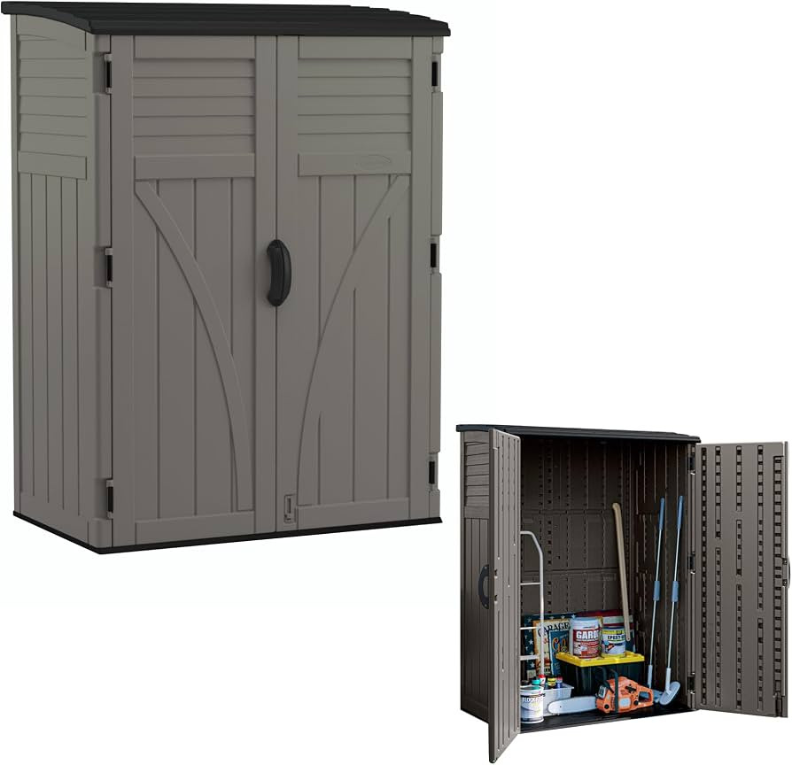 Suncast 54 Cu Ft Medium Vertical Storage Shed, Stoney, Made in USA | Amazon (US)