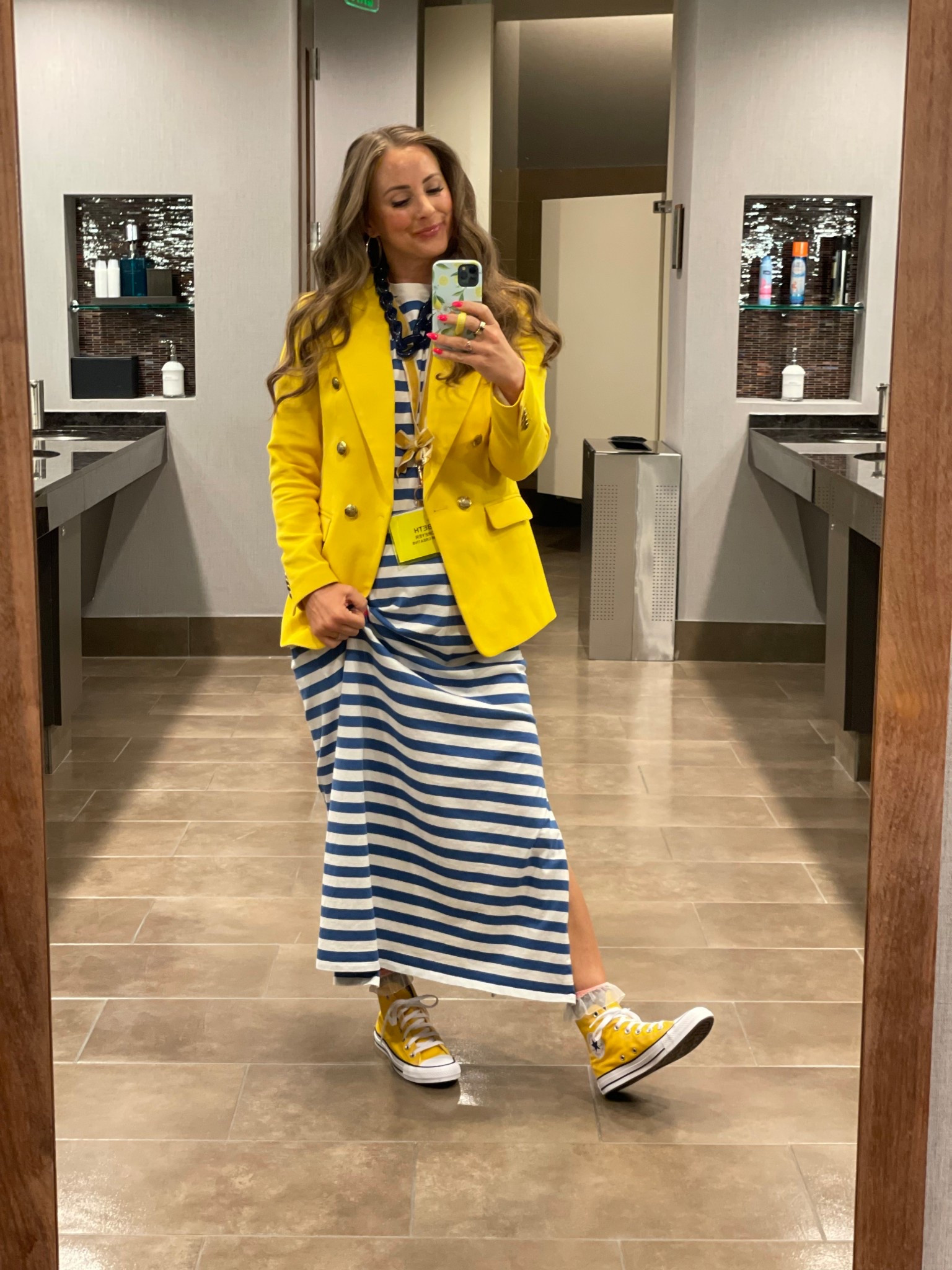 I love this look!!!  I sized up in this dress for a nice relaxed fit, and when it arrived I realized I’d accidentally ordered a tall.  I am not a tall.  So it was touching the floor!  But when I washed it it shrank just enough!

#LTKWorkwear #LTKShoeCrush #LTKOver40