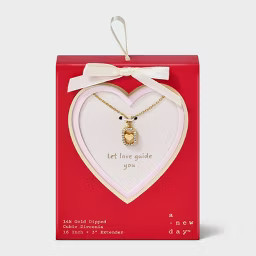 14K Gold Dipped Cubic Zirconia Heart Tag Pendant Necklace - A New Day™ Gold | Target