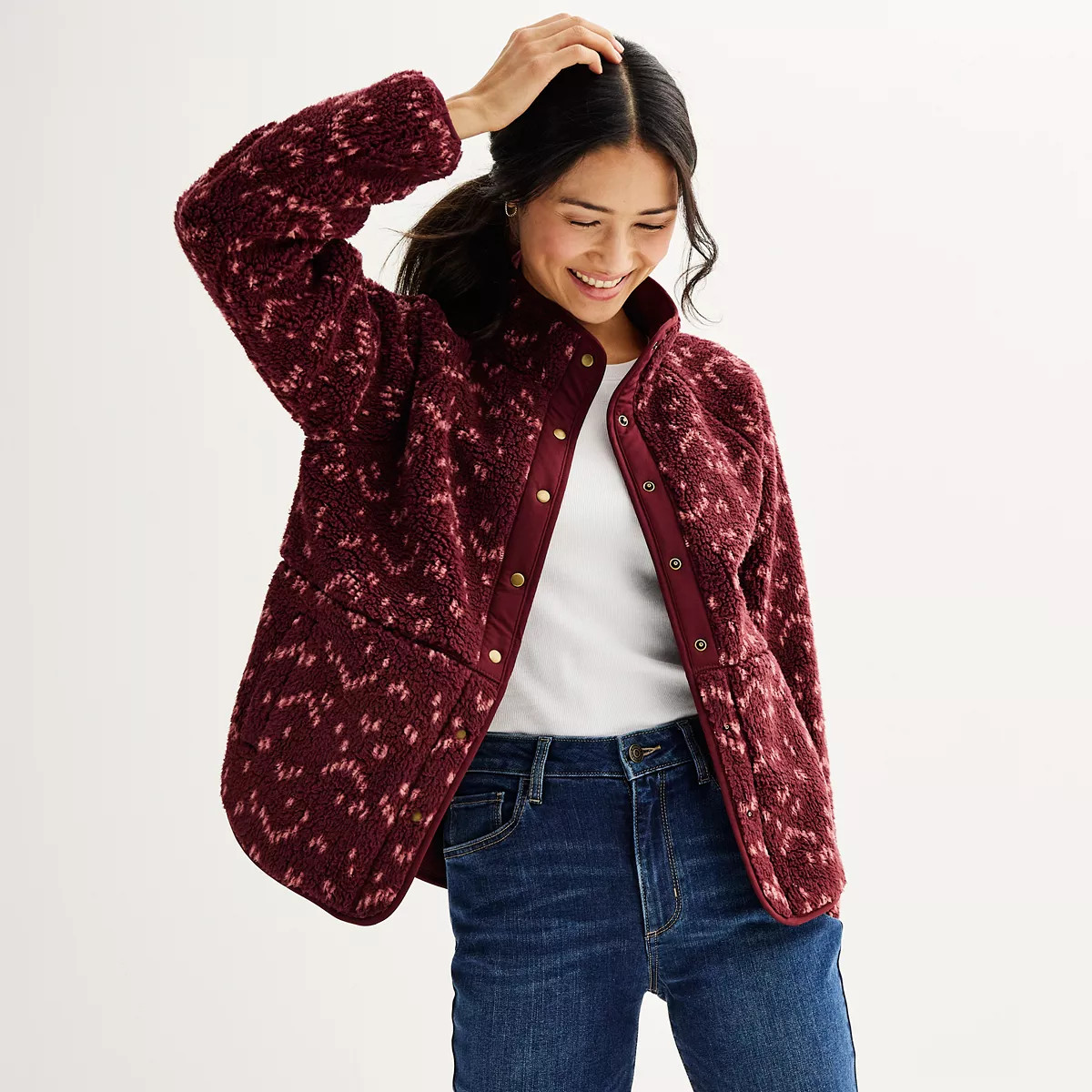 Women's Sonoma Goods For Life® Snap Through Fleece Jacket | Kohl's