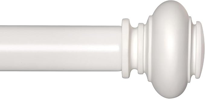 White Curtain Rods for Windows 48 to 84 Inches Adjustable Decorative 1 Inch Diameter Single Windo... | Amazon (US)