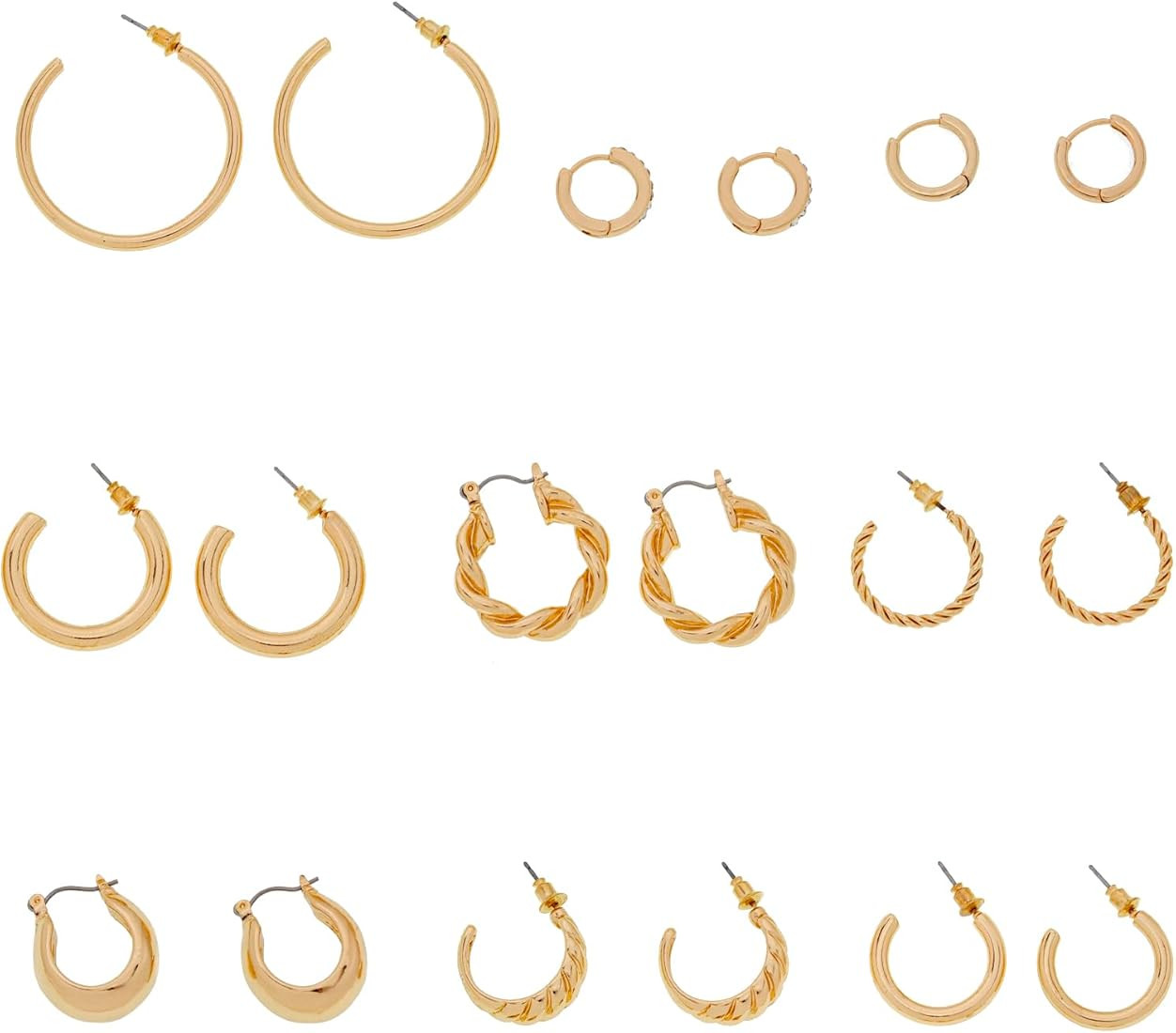 9 Pairs Gold Hoop Earrings Set for Women Gold Twisted Huggie Hoops Earrings 14K 18K Gold Plated f... | Amazon (US)