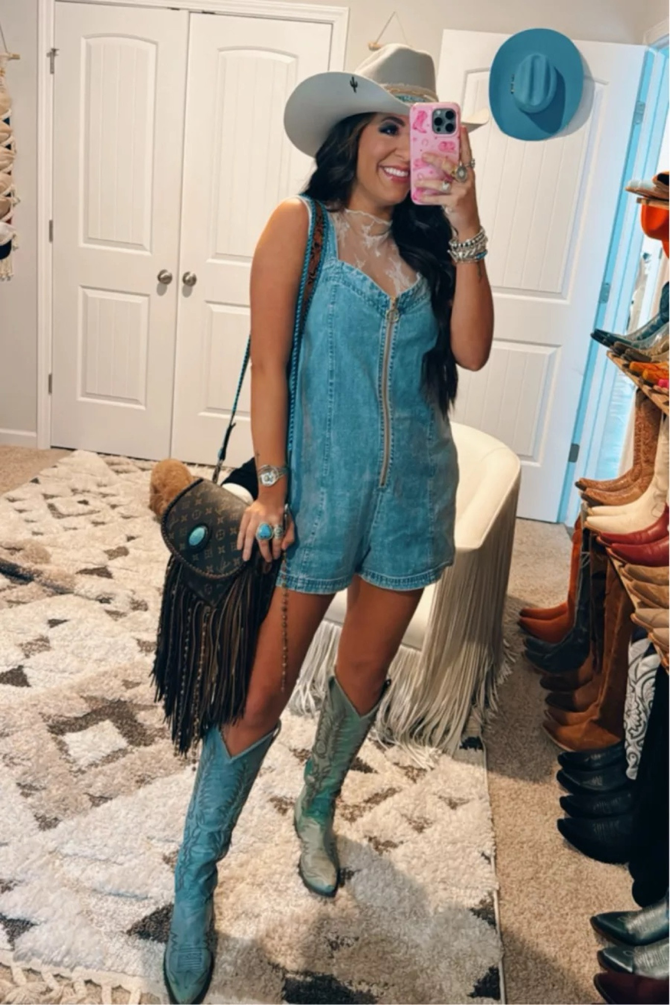 Country concert outfit outfit idea with this cute denim romper and tall cowboy boots. Also works as a Nashville outfit idea
7/8

#LTKSeasonal #LTKParties #LTKStyleTip