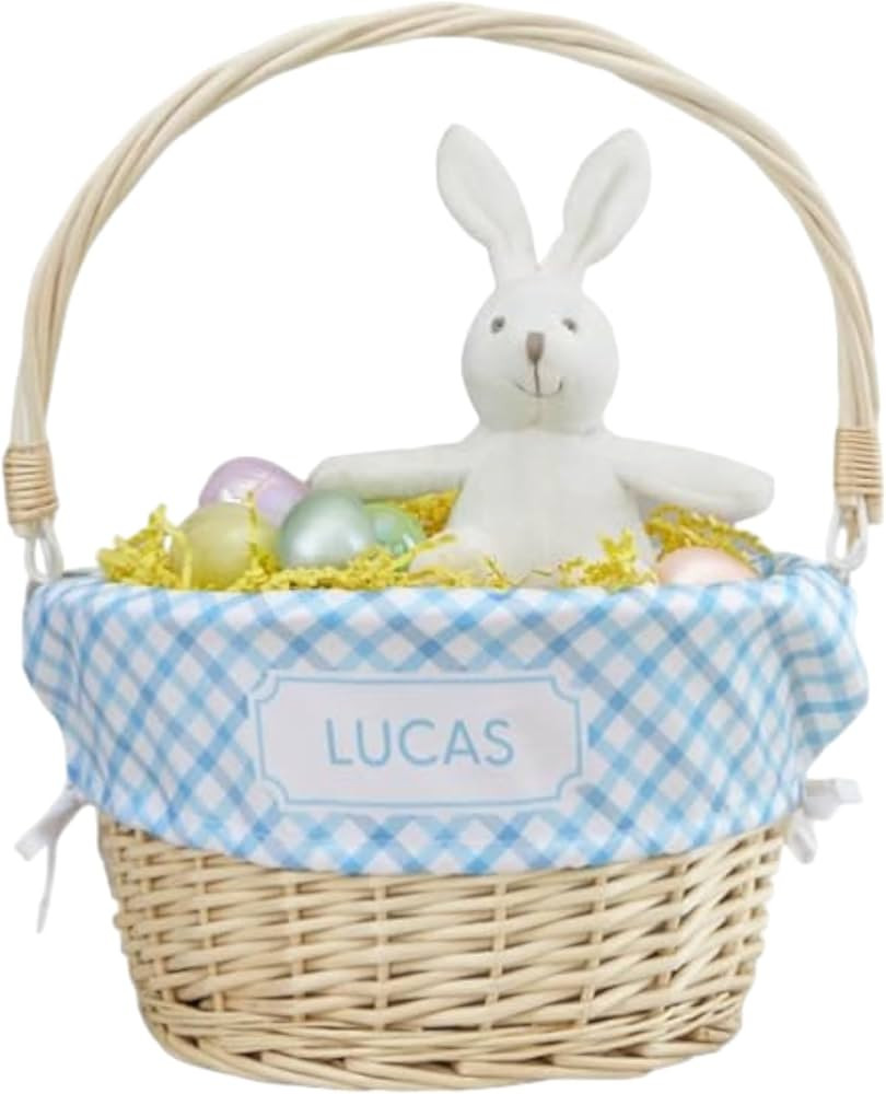 Personalization Universe Personalized Hand-Woven Rainbow Pattern Willow Easter Basket with Foldin... | Amazon (US)