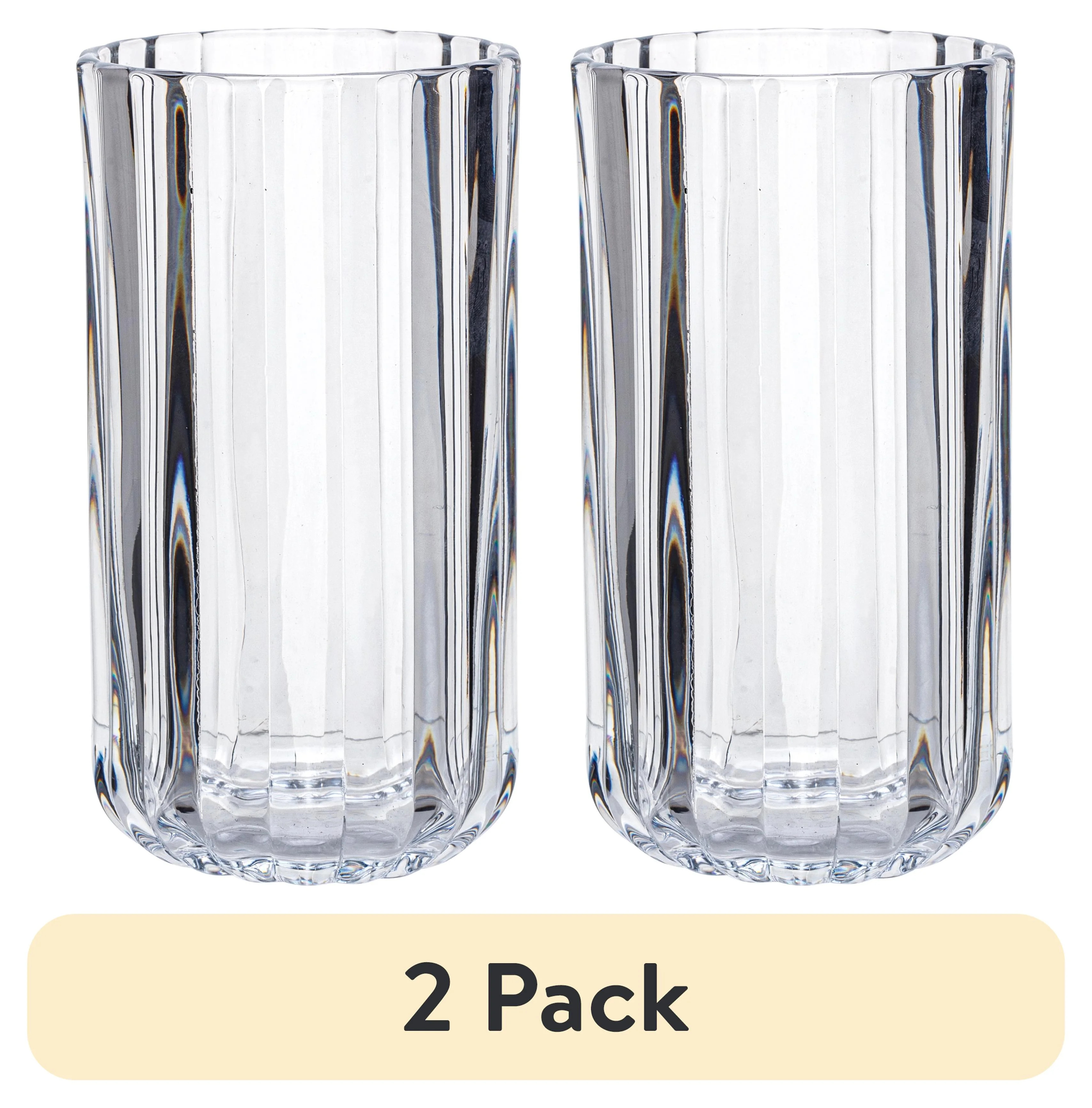 (2 pack) Better Homes & Gardens 14OZ Fluted Glass Tumbler Clear | Walmart (US)