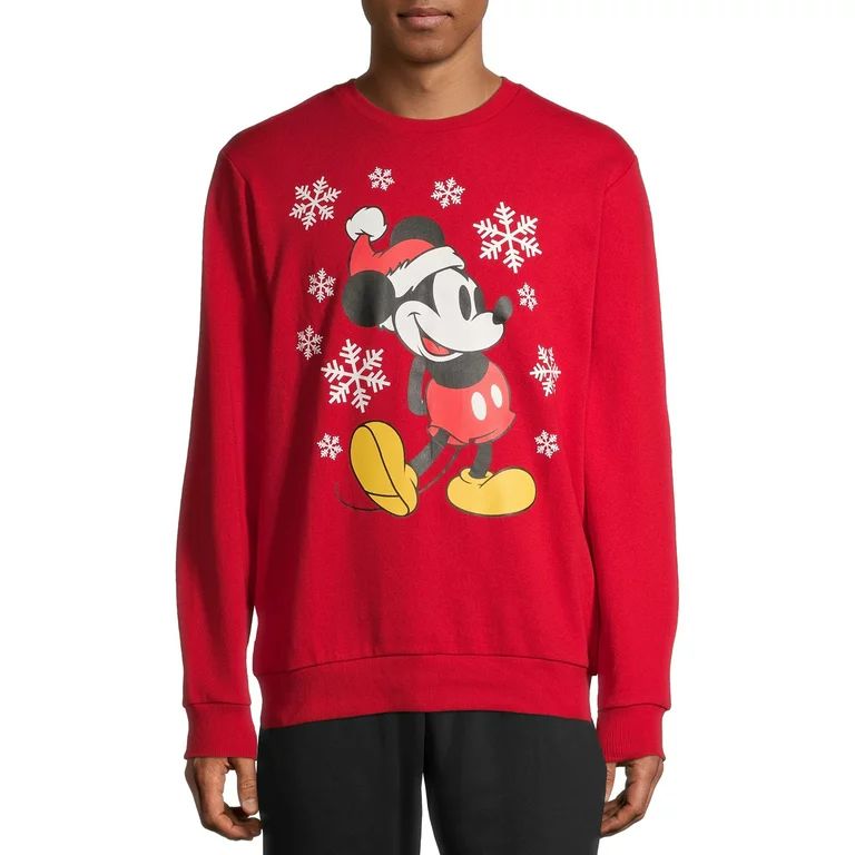 Disney Mickey Mouse Snowy Holiday Christmas Men's and Big Men's Pullover Graphic Sweatshirt in Br... | Walmart (US)