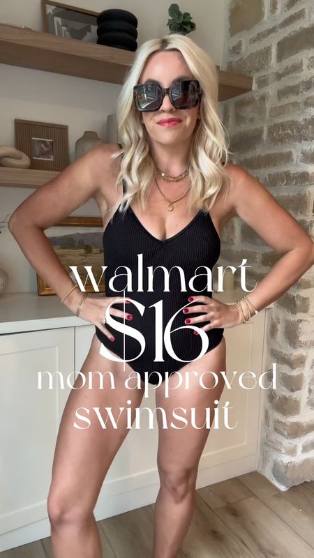 Walmart $16 swimsuit has everything us moms want in a swimsuit. Ribbed material makes it super flattering, full bum coverage and a built in bra: I removed the pads and added my own second skin/ they stay on great without the fuss of the pads. It comes in so many great colors too. I am wearing a medium, the black was a small and felt a little tight. The perfect suit for your next beach trip or spring break. I will have a full try on haul and more Walmart finds in my story @walmartfashion #walmartpartner 

#LTKstyletip #LTKsalealert #LTKfindsunder50