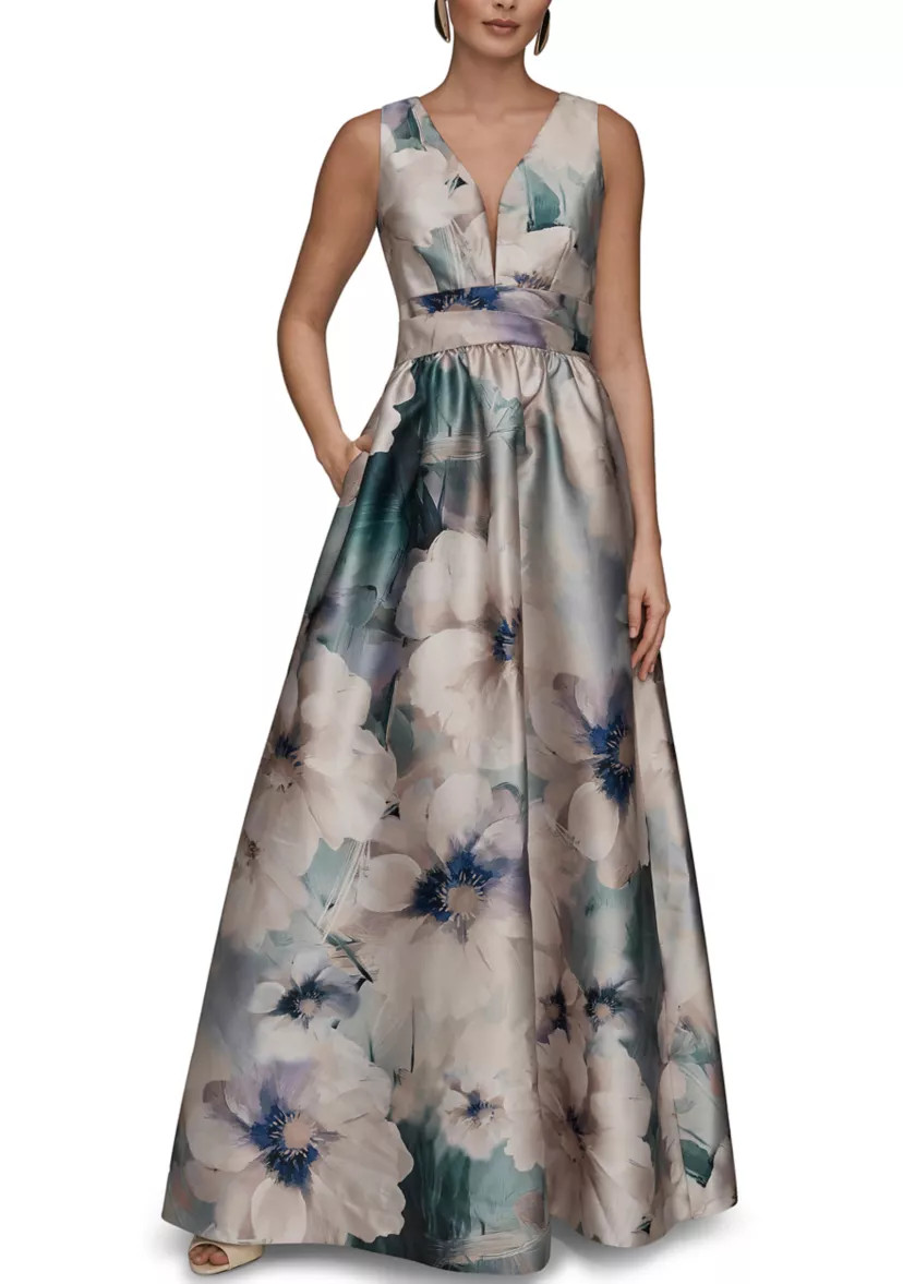 Women's V-Neck Floral Watercolor Gown | Belk