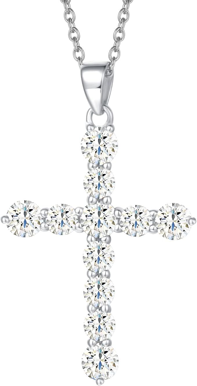 Carleen Mothers Day Gifts Cross Necklace For Women Yellow Gold Plated Sterling Silver Cubic Zirco... | Amazon (US)