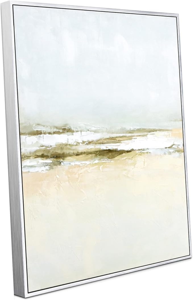 Framed Minimal Abstract Wall Art Decor - Minimalist Grey Abstract Landscape Wall Decor with Paste... | Amazon (US)