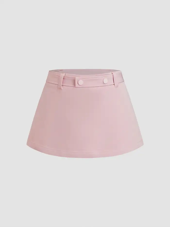 Woven Low Rise Belted Mini Skort For Daily Casual | Cider