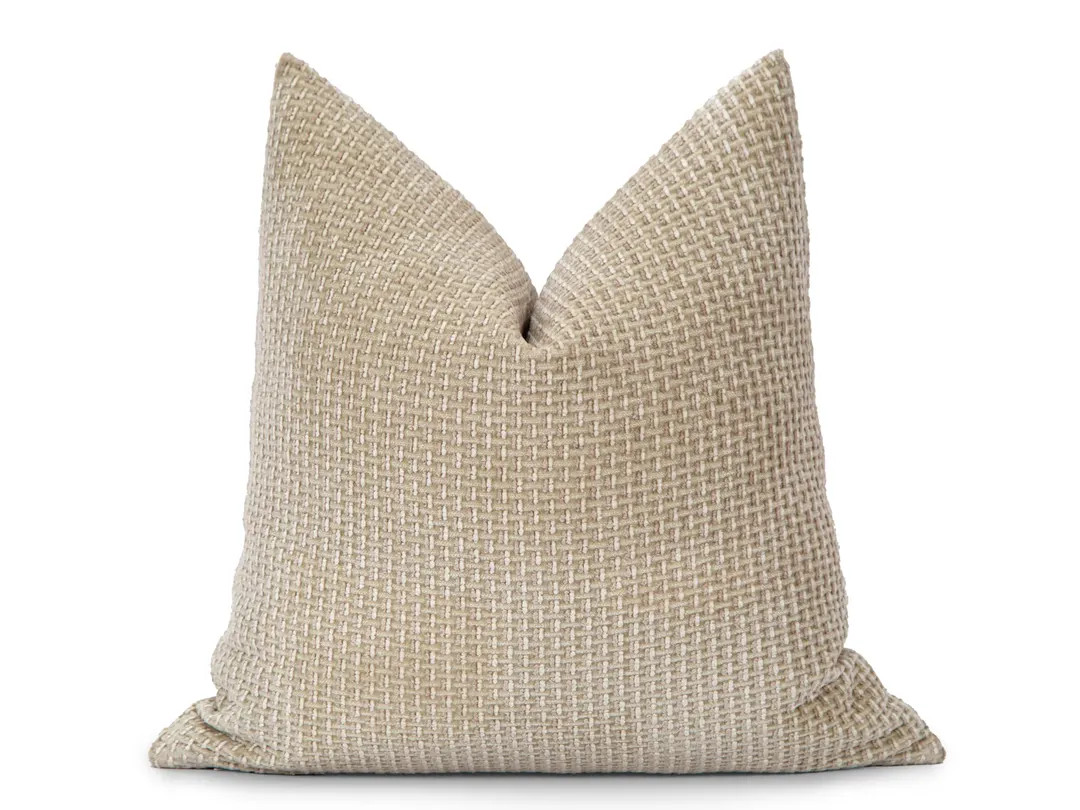 Textured Beige Throw Pillow Cover | Soft Neutral Boho Decor - Etsy | Etsy (US)