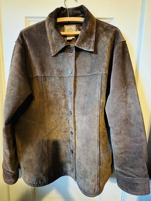 AMI Dark Brown Suede Leather Jacket Coat Size: XL Woman’s Button | eBay US