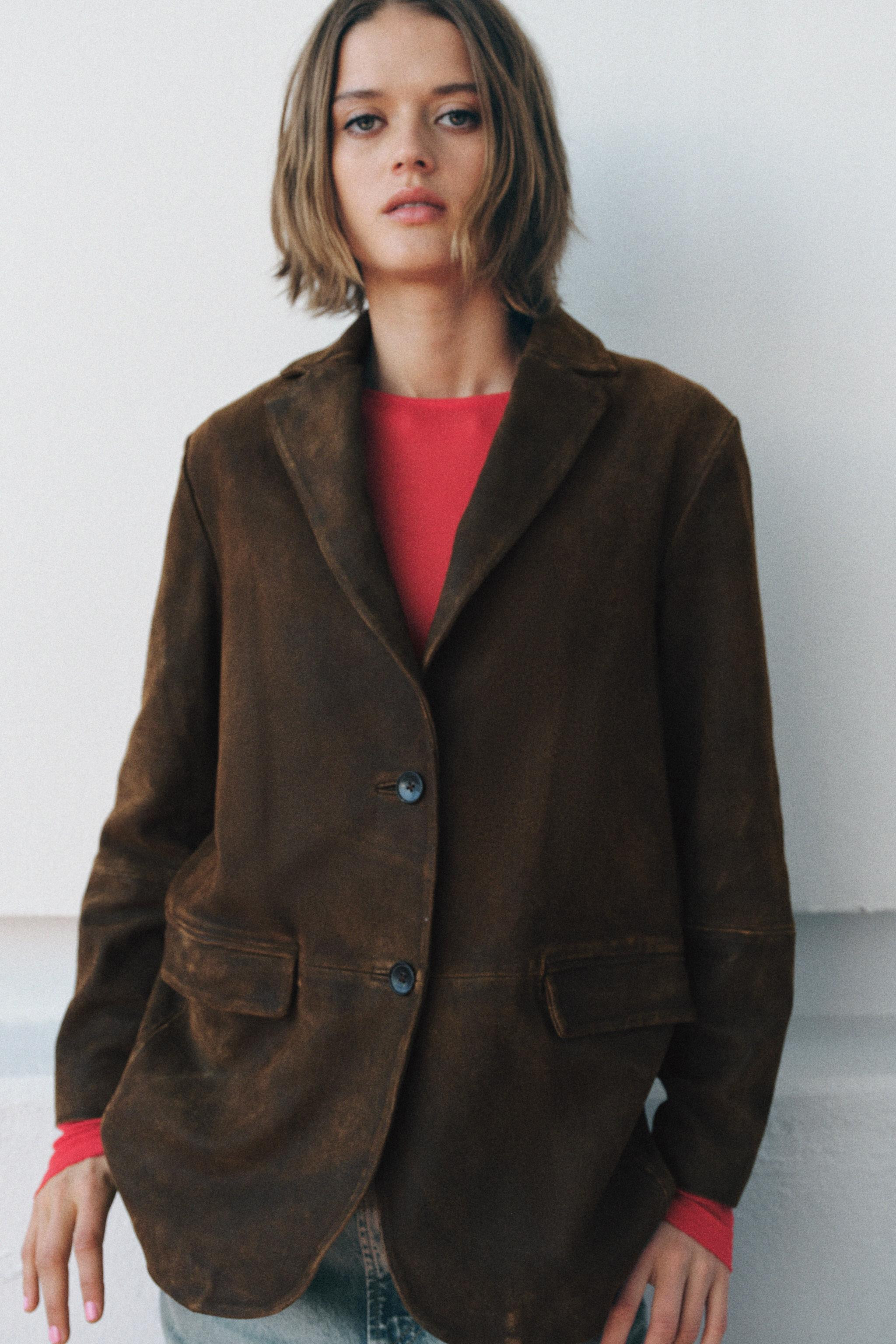 ZW COLLECTION LIMITED EDITION 100% SUEDE LEATHER BLAZER | Zara UK