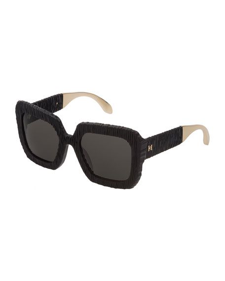 Carolina Herrera Square Textured Acetate Sunglasses | Bergdorf Goodman