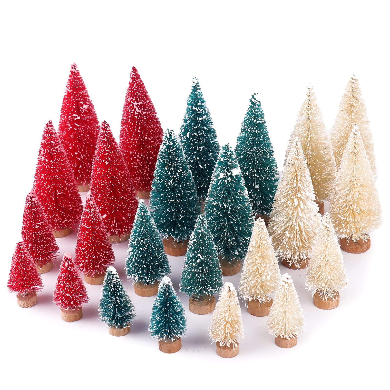 24 Pcs Bottle Brush Trees Christmas, Red Blue Yellow Miniature Christmas Tree, Mini Christmas Tree 1 | Amazon (US)
