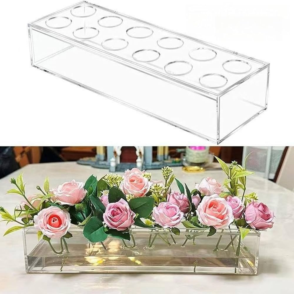 Boxes for Flowers Arrangements Clear Acrylic Flower Vase Rectangular Floral Centerpiece for Dinin... | Amazon (US)