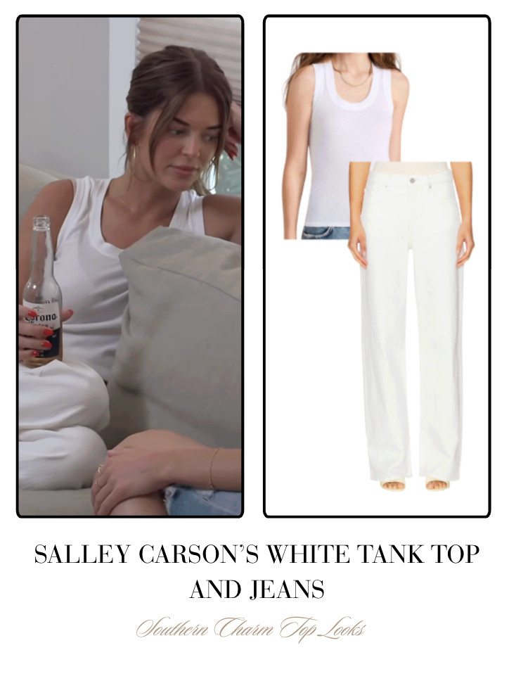 Salley Carson's White Tank Top and Jeans 

 