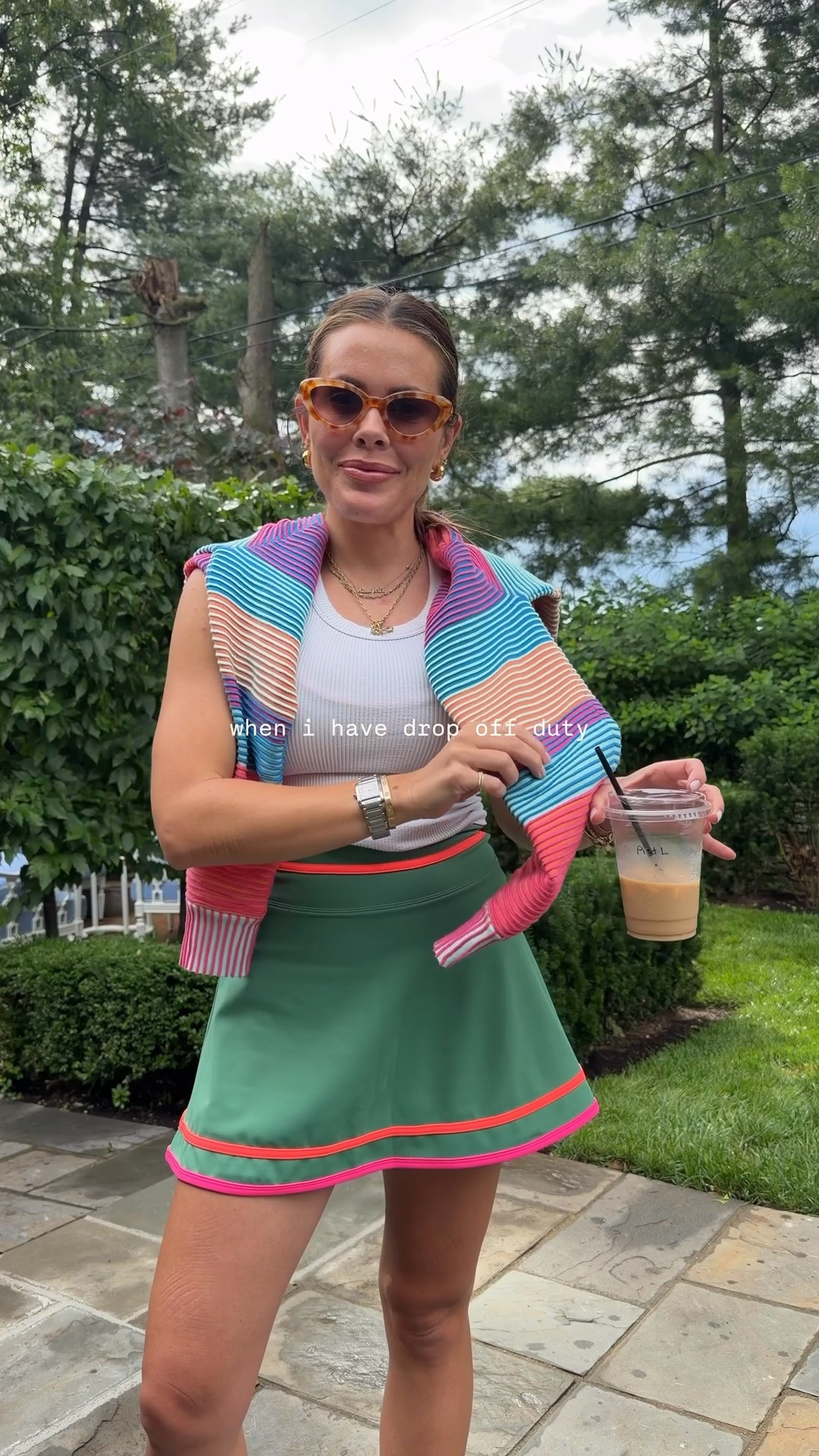CUTEST athleisure set! I’m in small skirt & bra, xsmall sweater