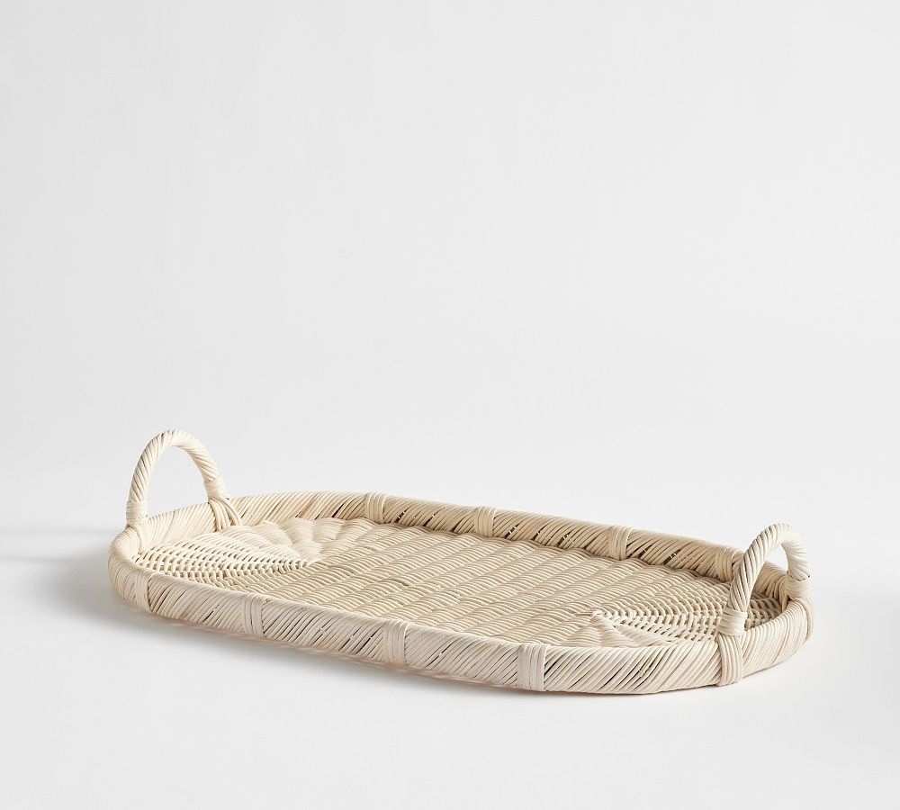 Handwoven Wicker Oval Serving Tray | Pottery Barn (US)