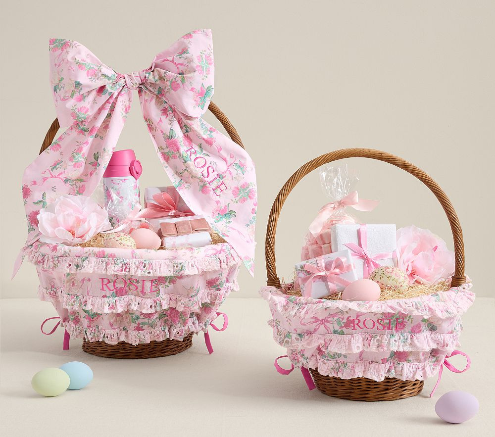 LoveShackFancy Cabbage Rose Easter Basket Liners & Bow | Pottery Barn Kids