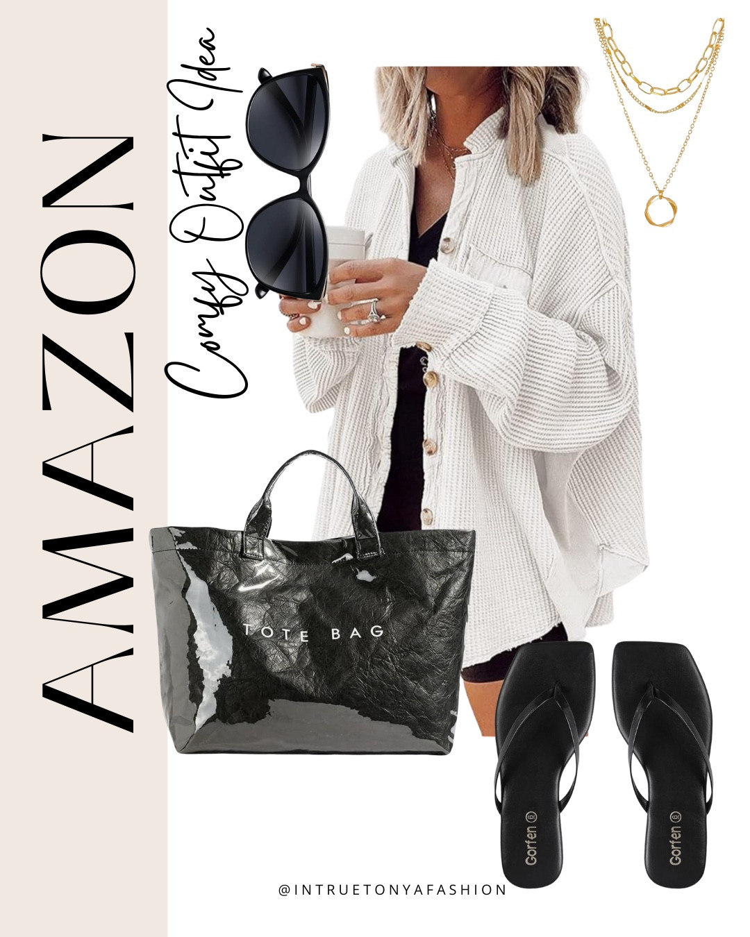 Amazon spring fashion with a white waffle knit button down shirt, black sandals, and black tote bag



//Spring outfits| amazon spring outfit | Spring Break Outfit | casual spring outfits | spring fashion | size 4-6  | spring outfit ideas | spring 2025 | spring fashion 2025 | outfit inspo  | spring outfits amazon | amazon shoes | casual outfit Ideas | amazon deal | amazon on sale | Casual Outfits | Amazon Casual Outfit | Mom outfit |  Cute casual outfits | coupon | summer outfit | #ltkfindunder100 #ltksalealert

#LTKItBag #LTKStyleTip #LTKFindsUnder50