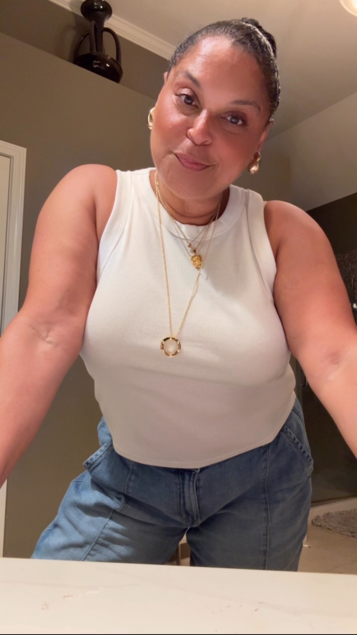 Proof that the simplest outfits can make the biggest impact. A white tank, easy denim, gold accents…and suddenly, effortless feels elevated. The staples that always deliver.
Layered necklaces Love ring 

#LTKMidsize #LTKStyleTip #LTKFindsUnder50