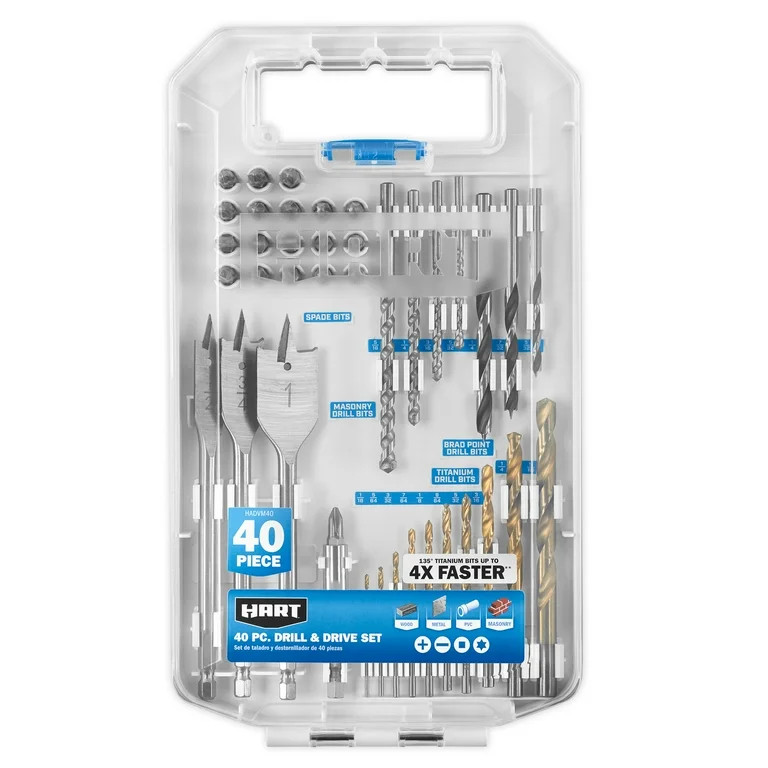 HART 40-Piece Assorted Drill and Drive Bit Set with Storage Case | Walmart (US)