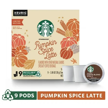 Starbucks Pumpkin Spice Caffe Latte Single-Cup Coffee for Keurig Brewers Box of 9 K-Cup Pods | Walmart (US)