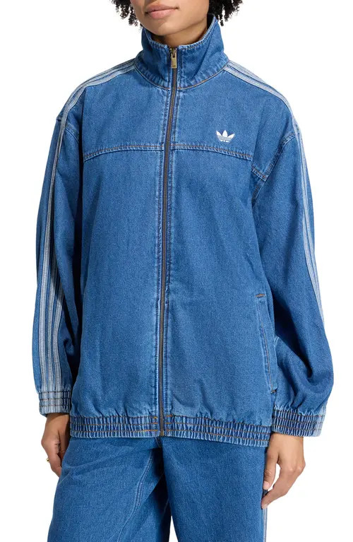 adidas Originals Firebird Denim Track Jacket in Medium Vintage Denim at Nordstrom | Nordstrom