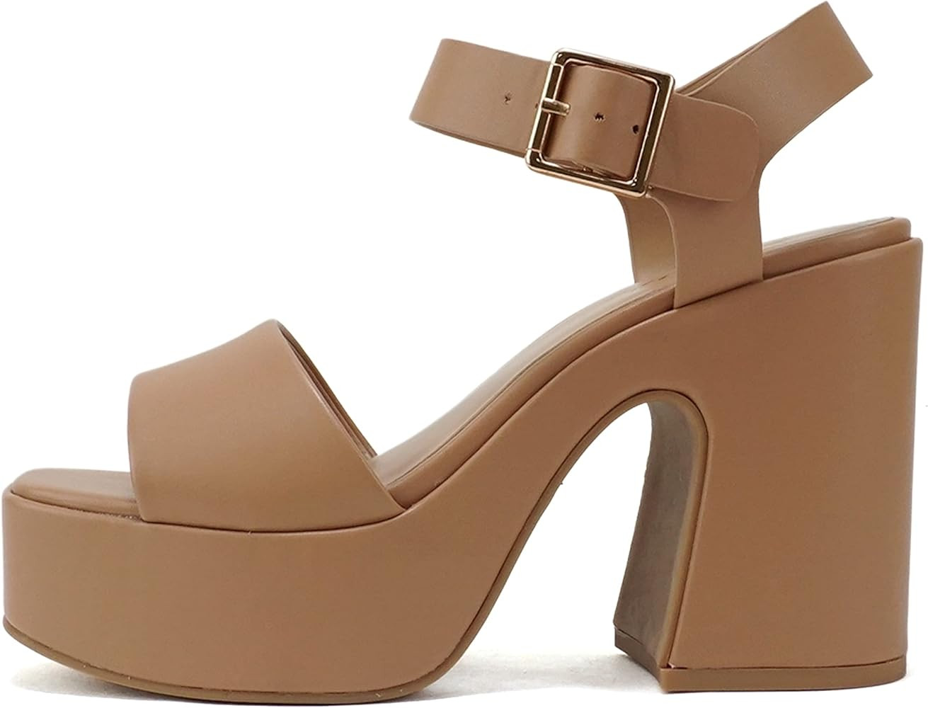 Soda LAUNCH ~ Women Open Toe Ankle Strap Platform Chunky High Heeled Sandal | Amazon (US)