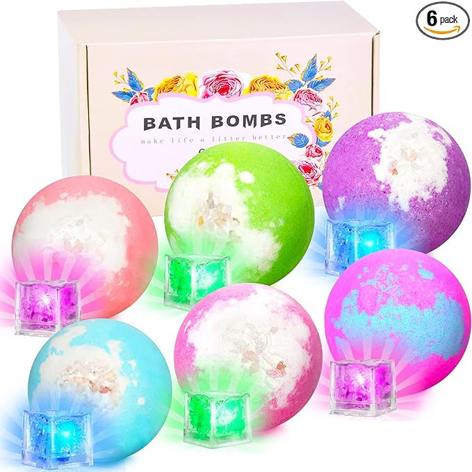 Light Up Bath Bombs with Surprise Inside, 4.23 oz Natural Bath Bombs Gift Set 6 with Essential Oi... | Amazon (US)