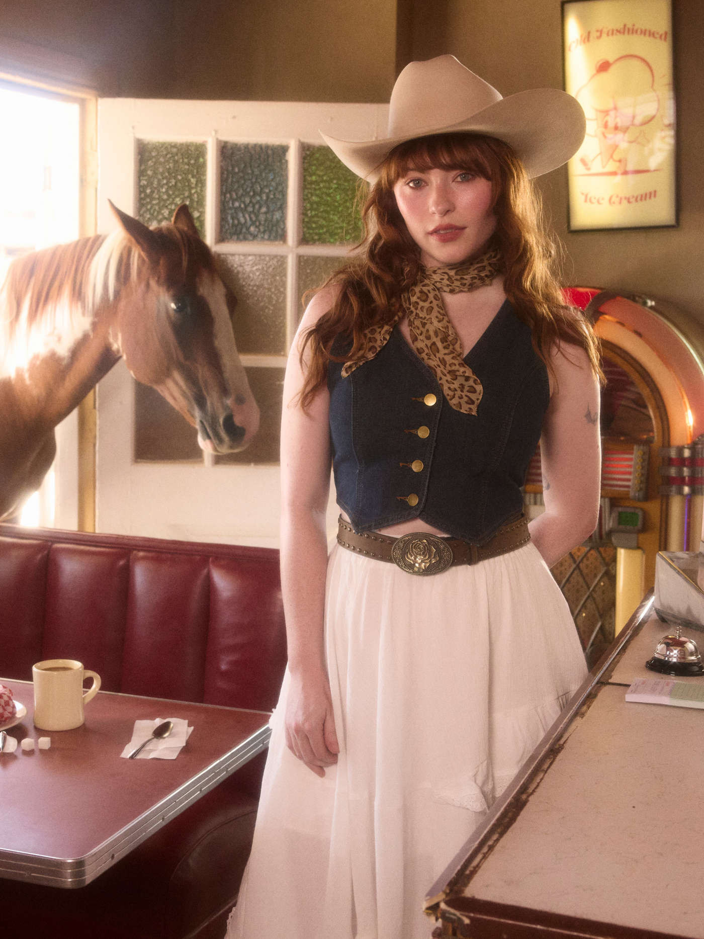 Denim V-neck Button Crop Vest | Cider