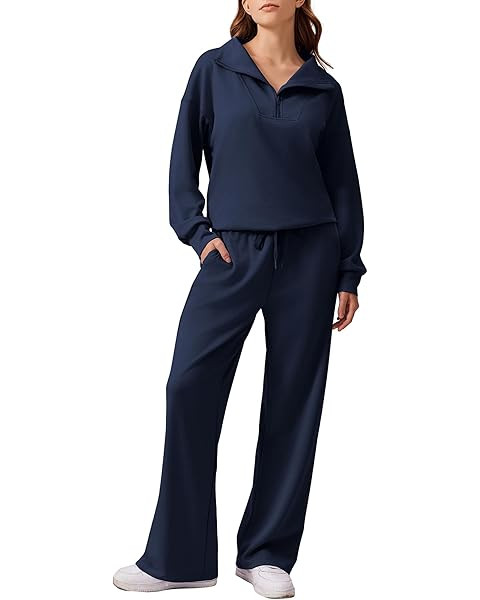 Glamaker Womens 2 Piece Outfits Sweatsuit Set Oversized Half Zip Sweatshirt Wide Leg Sweatpants L... | Amazon (US)