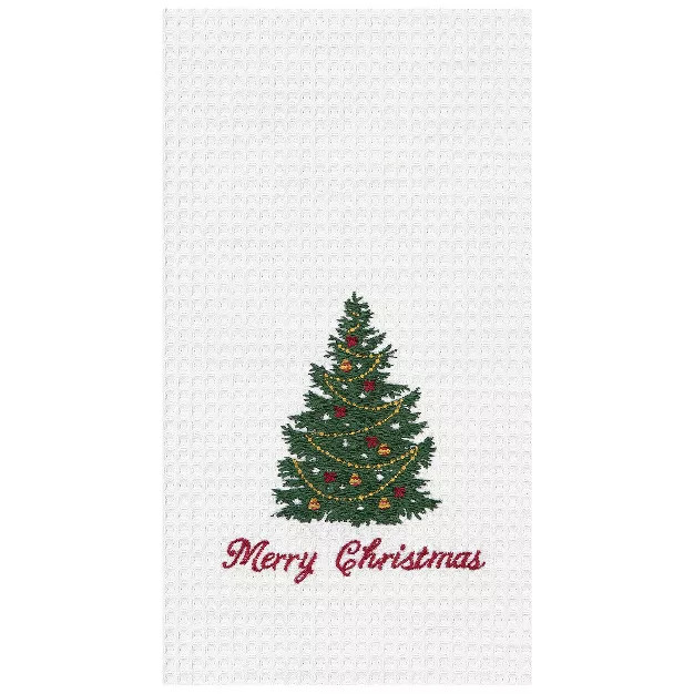 C&F Home Merry Christmas Embroidered Waffle Weave Cotton Kitchen Towel | Target