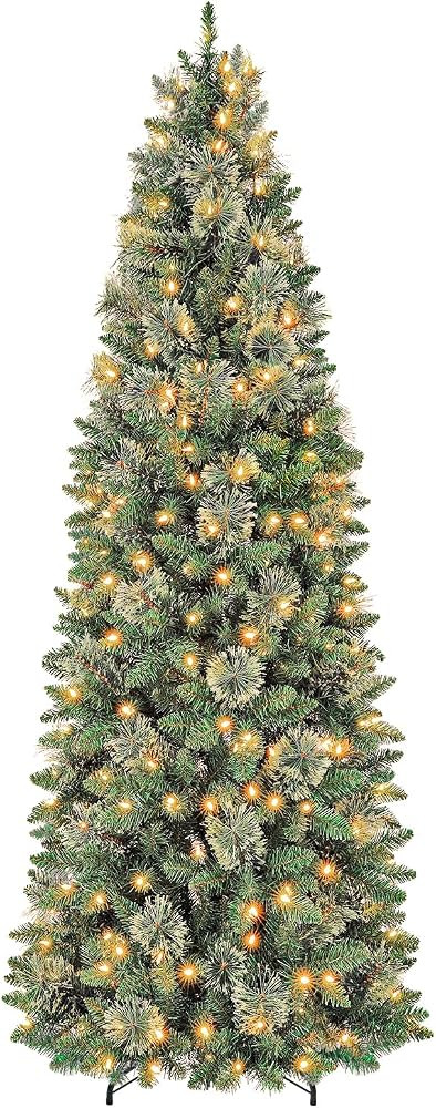 Hykolity 6 ft Pencil Prelit Christmas Tree with Pine Needles | Amazon (US)