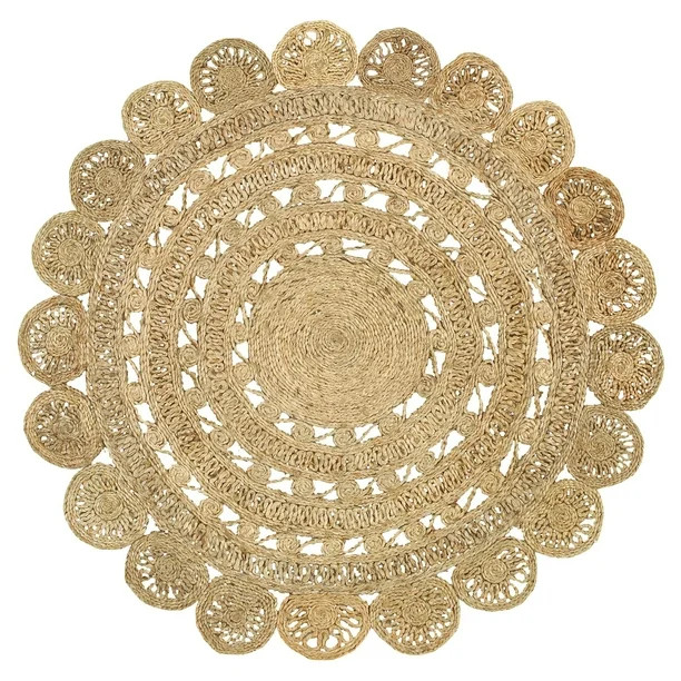 LR Home Natural Jute Natural Round Indoor Rug (6' x 6') | Walmart (US)
