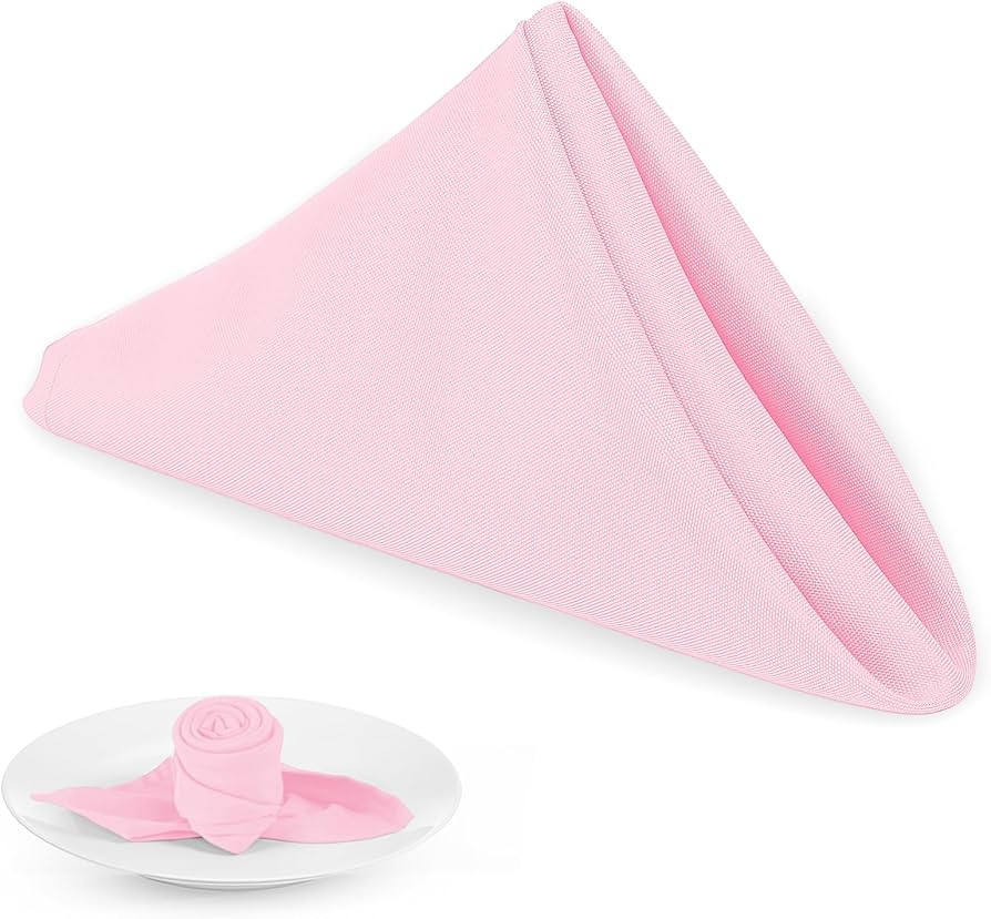 PLOYMONO Pink Heavy Duty Cloth Napkins - 17 x 17 Inch Solid Washable Polyester Dinner Napkins - S... | Amazon (US)