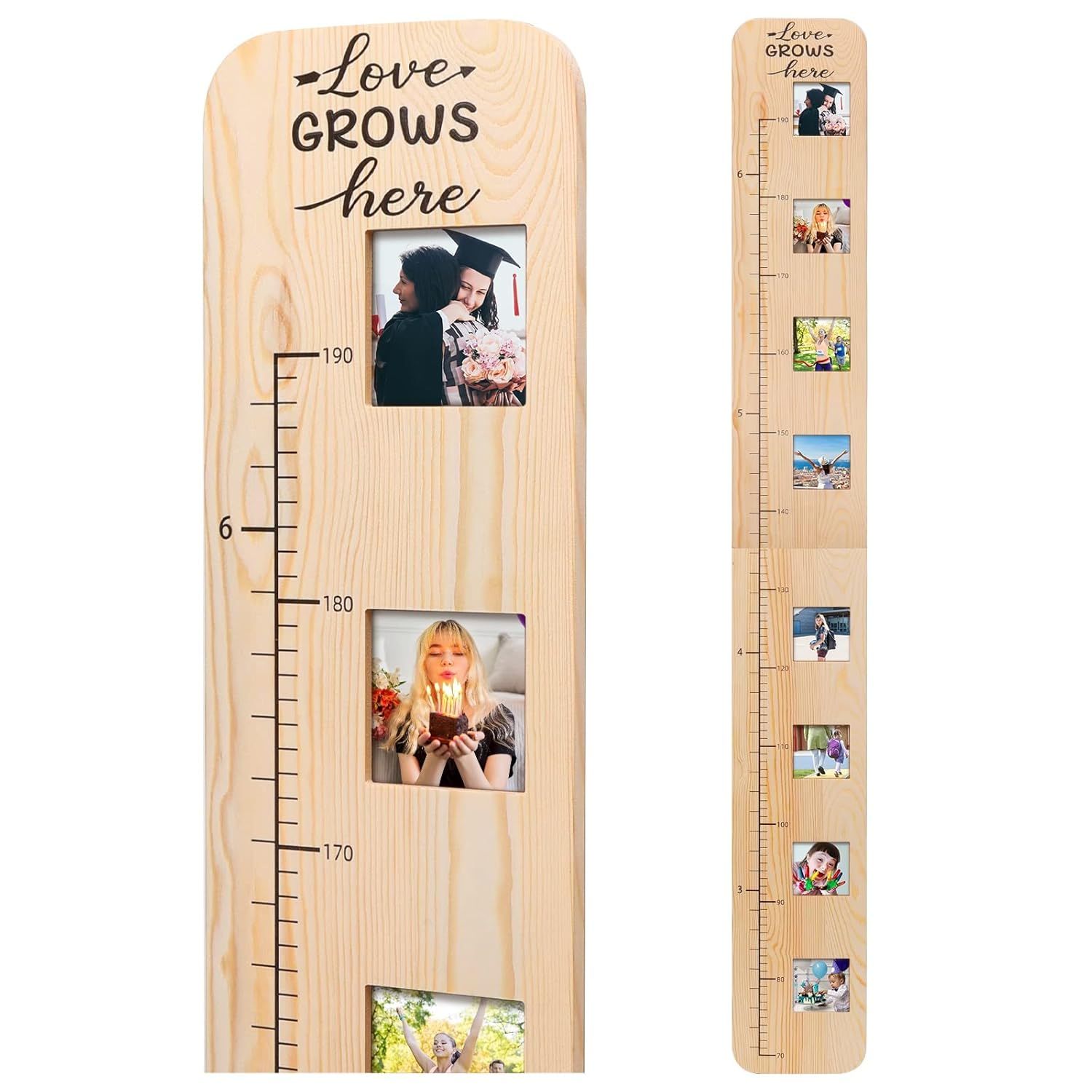 Solid Wood Growth Chart for Kids with Picture Frames, Height Measurement Ruler Milestone Markers,... | Amazon (US)